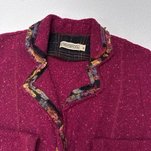 Vintage Canvasbacks Sweater Size Medium Pink Cardigan‎ Lagenlook Art To Wear - Picture 3 of 10